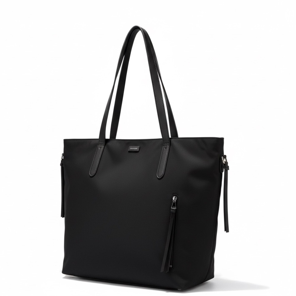 Botkier New York Black Nylon Large Tote Bag Work Laptop Shoulder Bag Zip Pocket - Picture 3 of 10